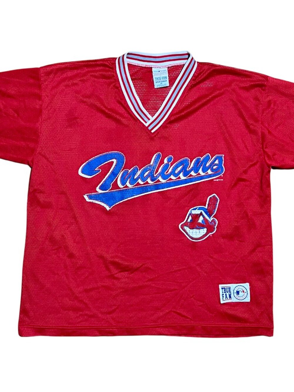 Cleveland Indians 1998 Vintage Chief Wahoo True Fan Mesh Red Jersey, Men's XL
